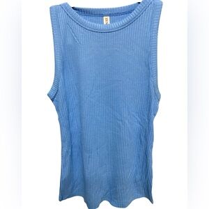 New - Zenana Blue Sleeveless Ribbed Top